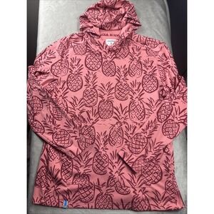 Chubbies Men Movementum Pullover Hoodie Pineapple AOP EUC Size Med Pink/Red EUC
